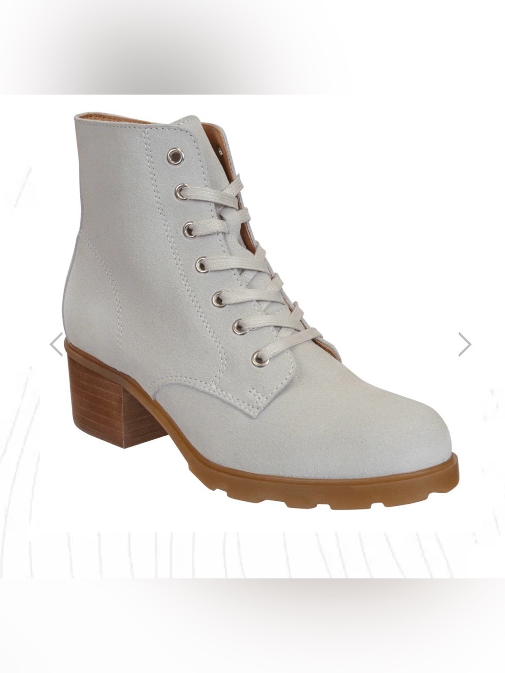OTBT Cream Suede Lace Up Ankle Boots Block Heel Lug Sole Size 9